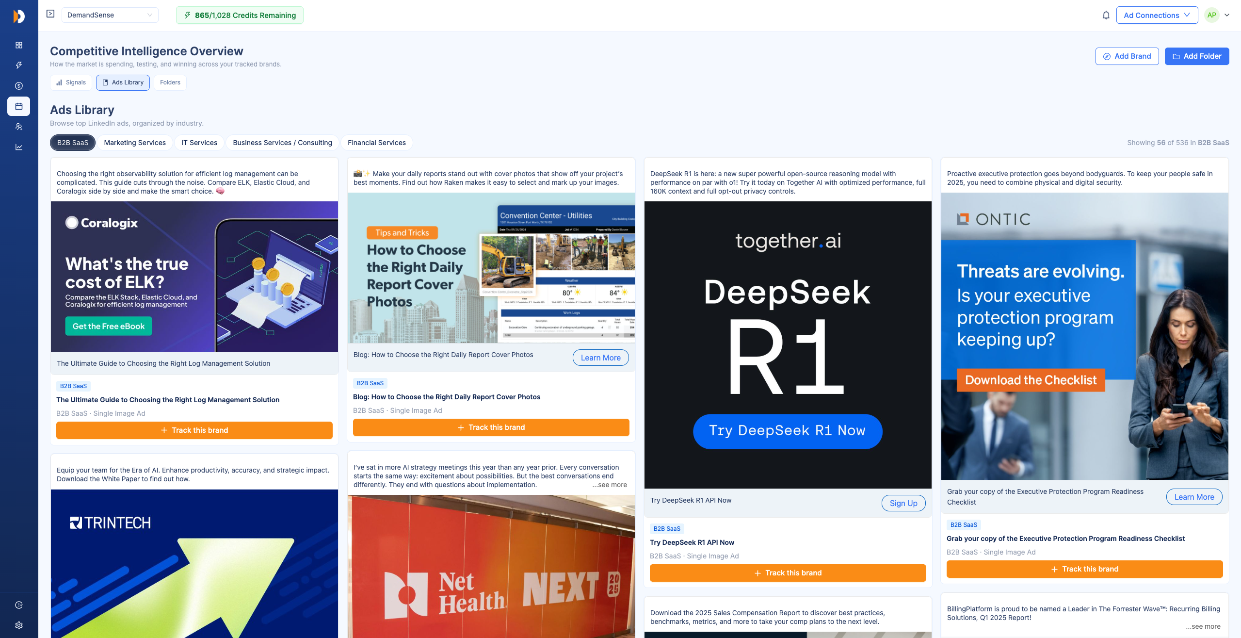 Ads library tab